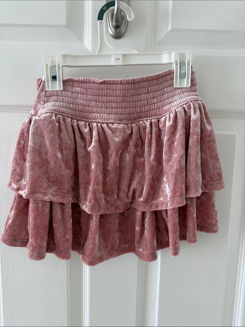 NWT GAP Velvet Set Tiered Ruffle Skirt Dusty Rose & Top . Skirt has tags